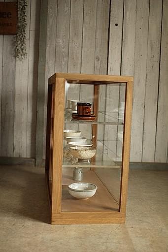 taka11古い木枠ガラスケース　パンケース　食器棚　店舗什器古道具