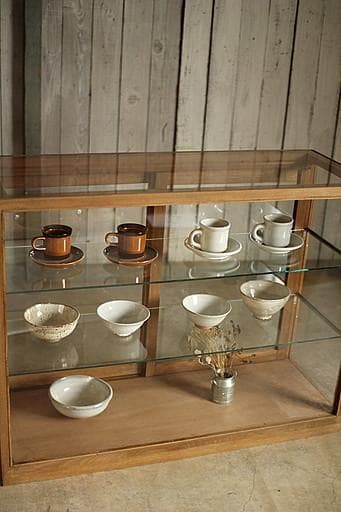 taka11古い木枠ガラスケース　パンケース　食器棚　店舗什器古道具