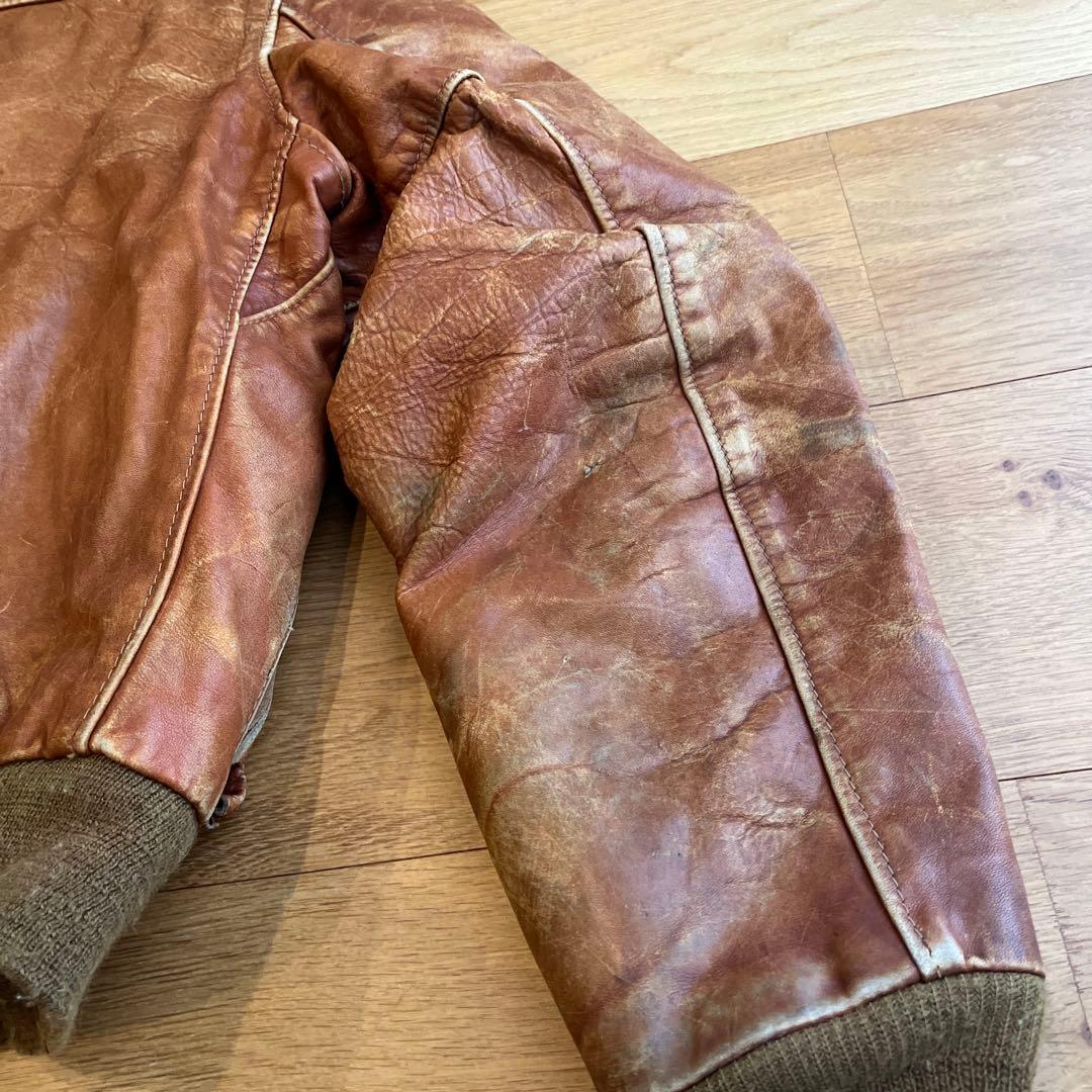 ヤ*グ様 レザー ファー付きブラウンジャケット　ショット　schott Ａ２　a