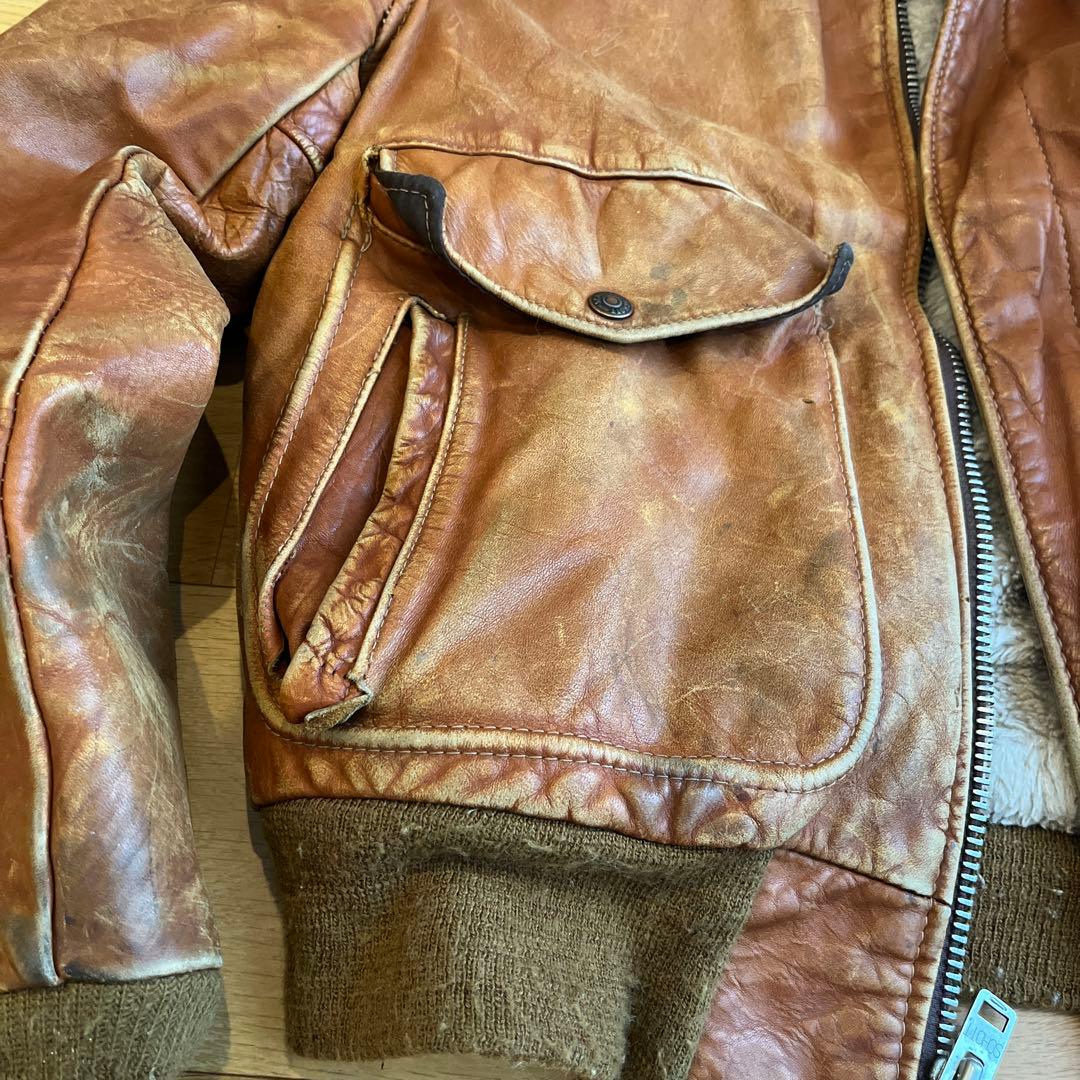 ヤ*グ様 レザー ファー付きブラウンジャケット　ショット　schott Ａ２　a