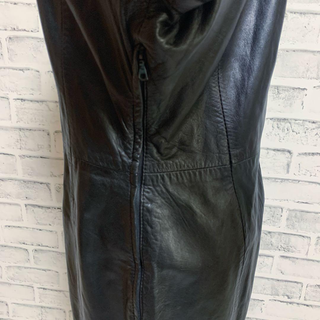 【GIANFRANCO FERRE】イタリア製　ブラック　レザー　ワンピース