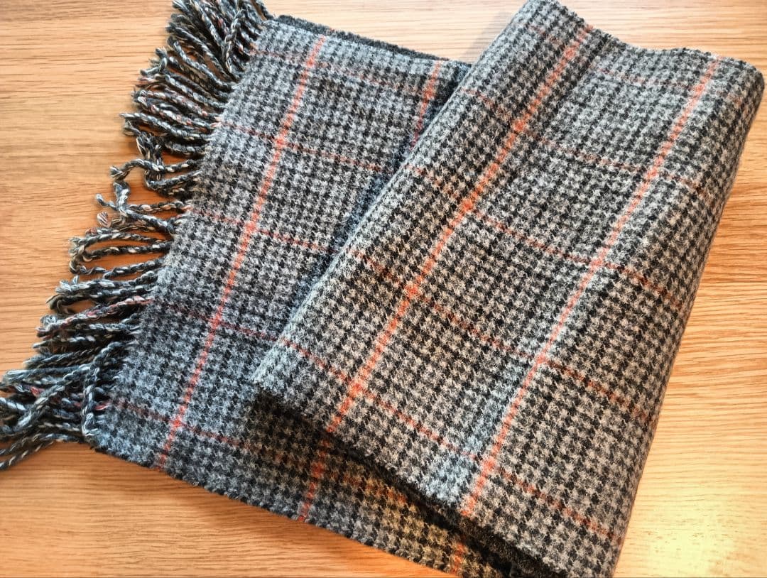 【美品】ジョンストンズ和光カシミヤマフラー　グレーチェック