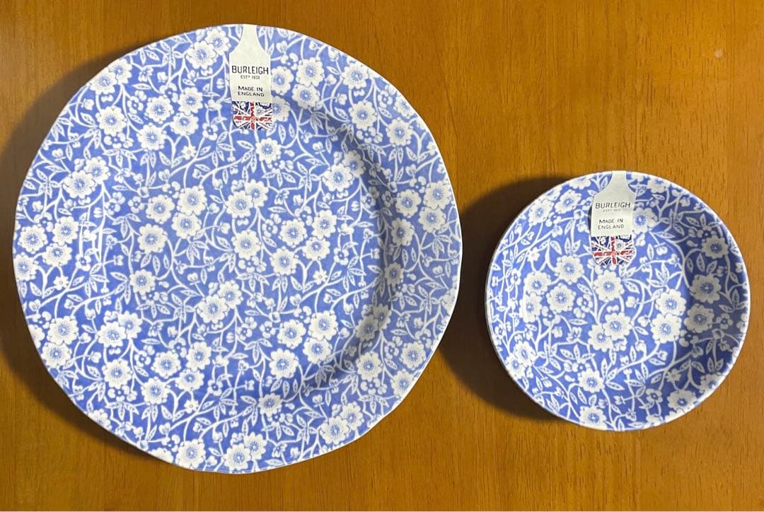 バーレイ ペールブルー キャリコ プレート 2枚 ＊ フルーツプレート 小皿