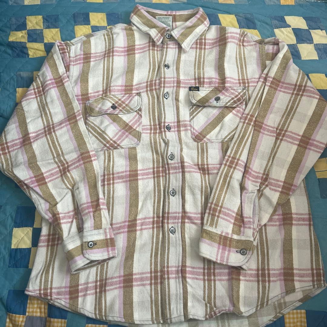 80s USA製 ヴィンテージ チェック柄 ヘビーネル 長袖シャツ　Lサイズ相当