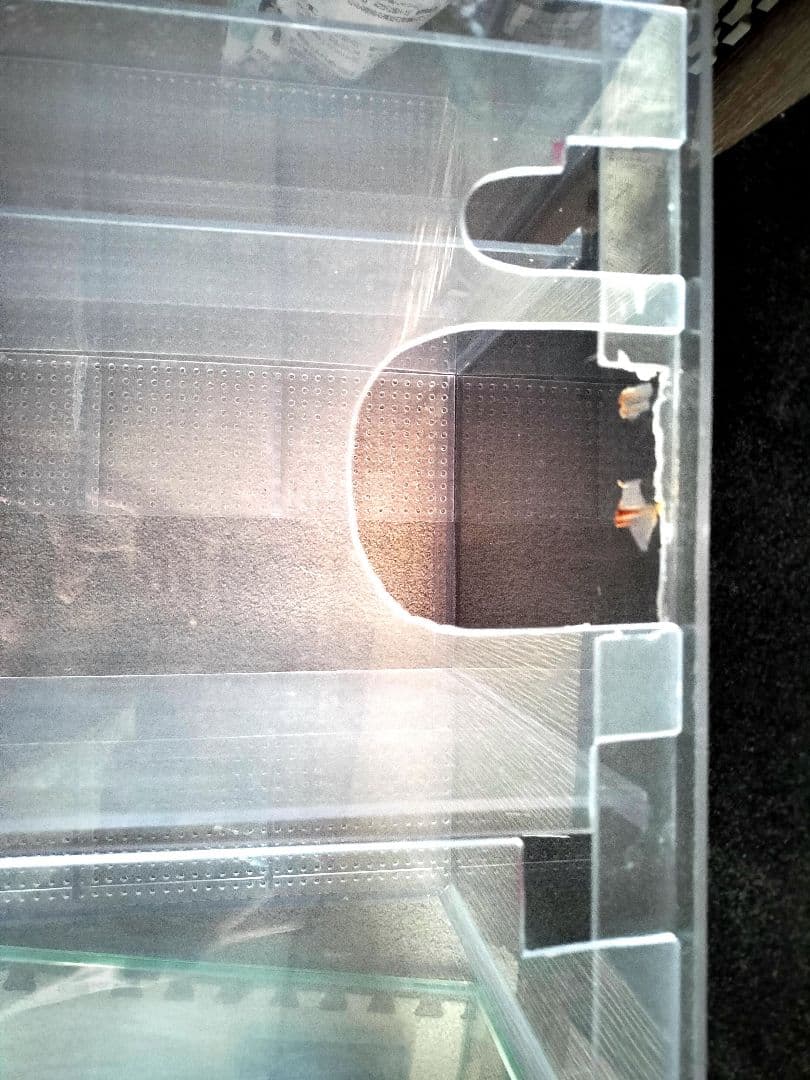 オーバーフロー曲げガラス水槽 濾過槽　セット　排水管付き