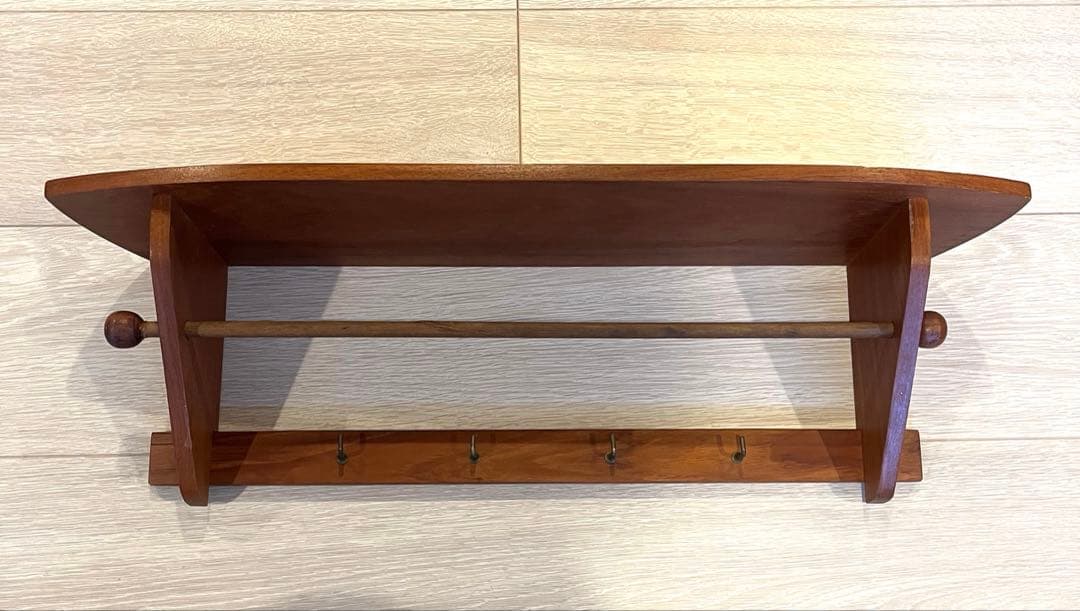 vintage 北欧ヴィンテージ チーク材　ウォールラック　シェルフ