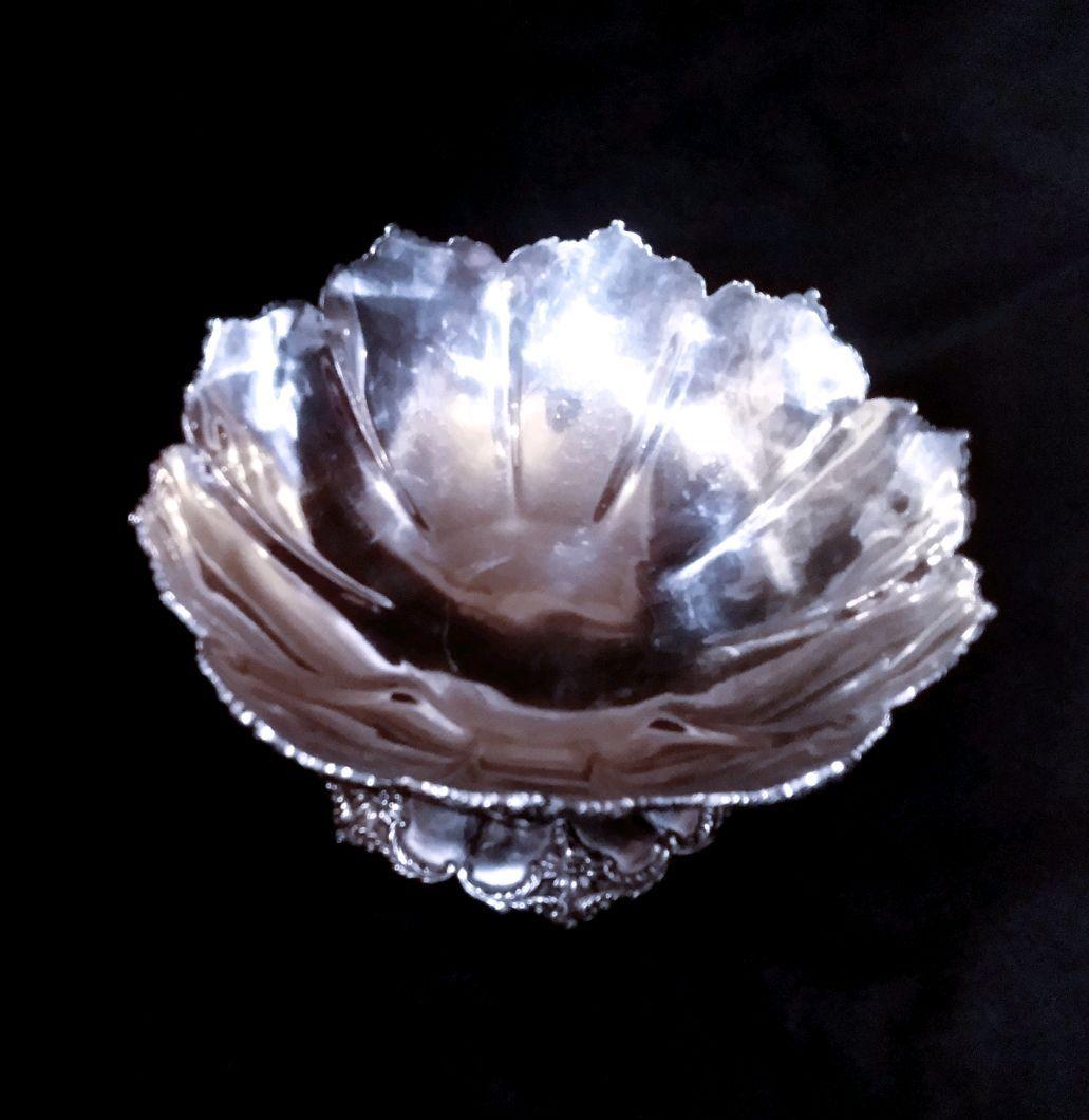 大型アンティークシルバー 銀食器 ボウル お椀ロココ シャビーシック 刻印 大皿