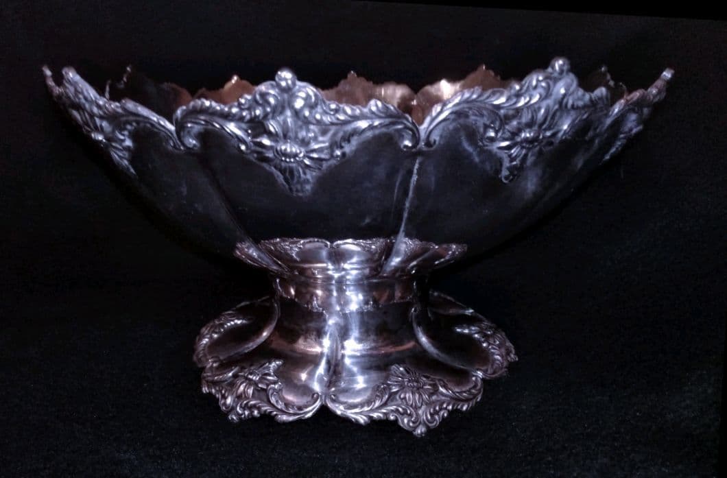 大型アンティークシルバー 銀食器 ボウル お椀ロココ シャビーシック 刻印 大皿