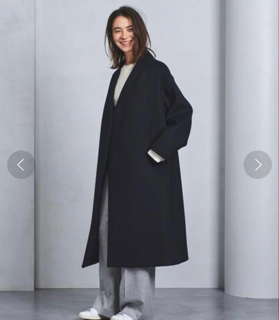 お値下げ中⭐️hyke ノーカラーコート　ネイビーsize1