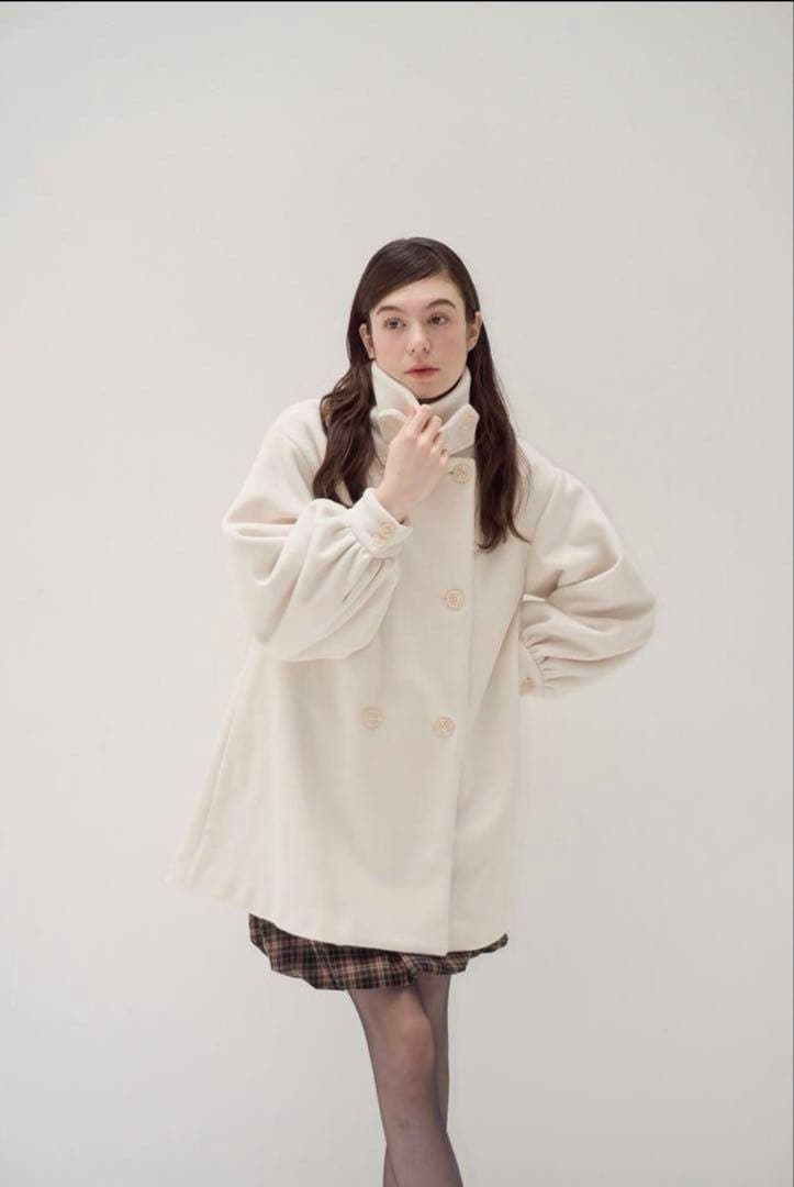 ジャケット・アウター muguet stand collar midi coat ivory
