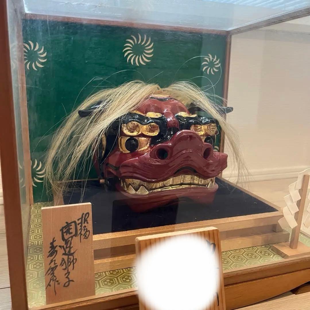 獅子舞　獅子頭　木彫　魔除け　祭　置物　古美術　神楽 木製 木彫 正月