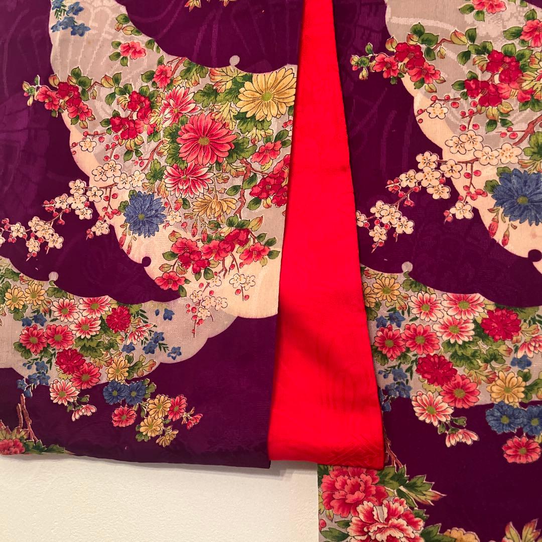 1点もの　大正ロマン　アンティーク着物　七五三　紫　花尽くし