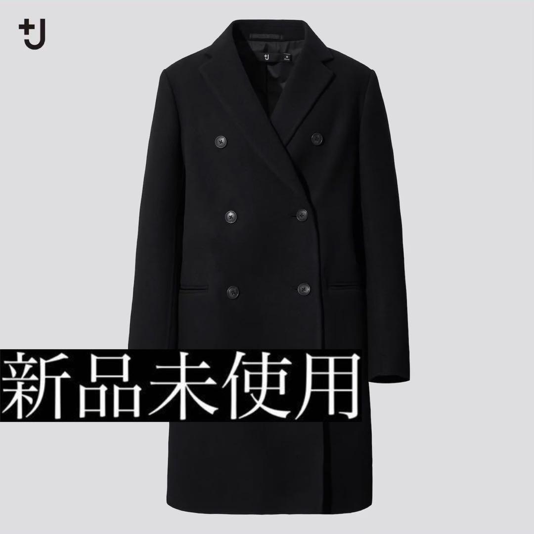 最終価格】新品 ユニクロ＋J ダブルフェイスダブルコート＋　ブラック　Lサイズ
