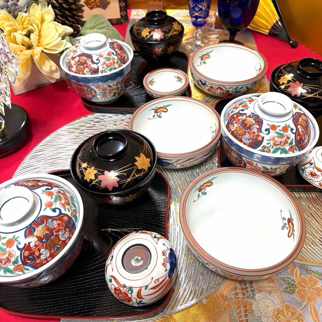 美品たち吉親子鉢　其泉窯(有田焼)賞美堂 蓋付き小丼　お椀 No.5-17