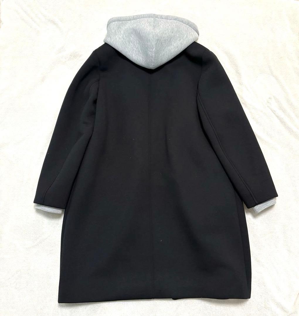 【美品】ZARA デタッチャブルフードコート ロング チェスター 黒ブラックXL