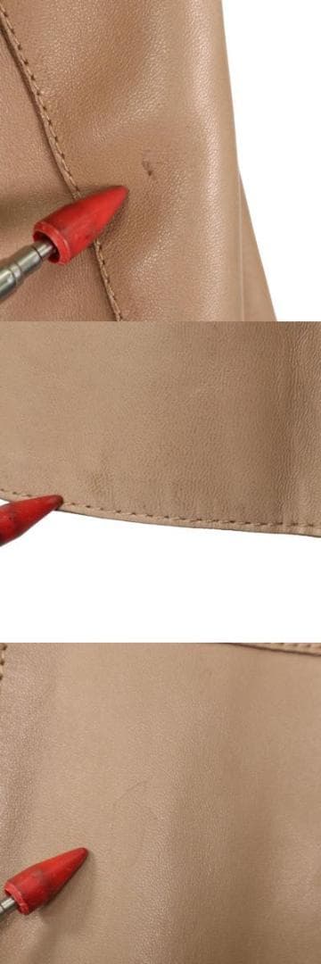 【高級】D&G レザーコート　カーフレザー　ロング丈　レオパード　38　ベージュ