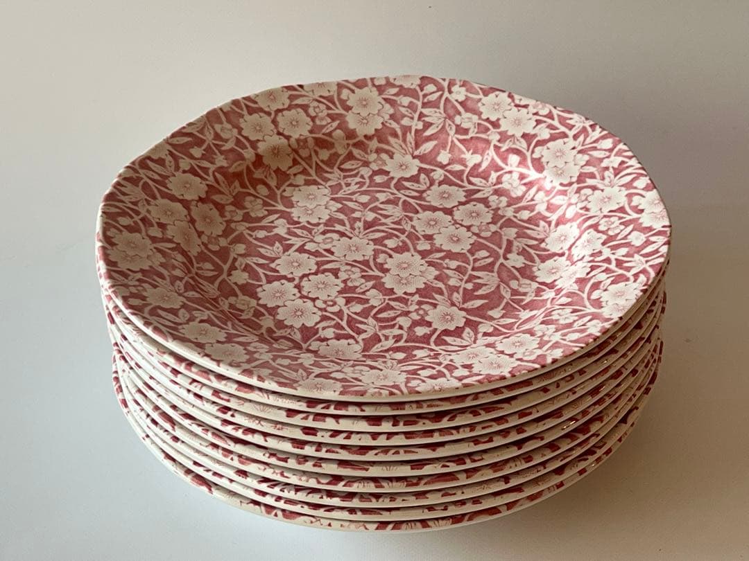 バーレイ　ピンクキャリコ　ケーキプレート　最後の3枚です