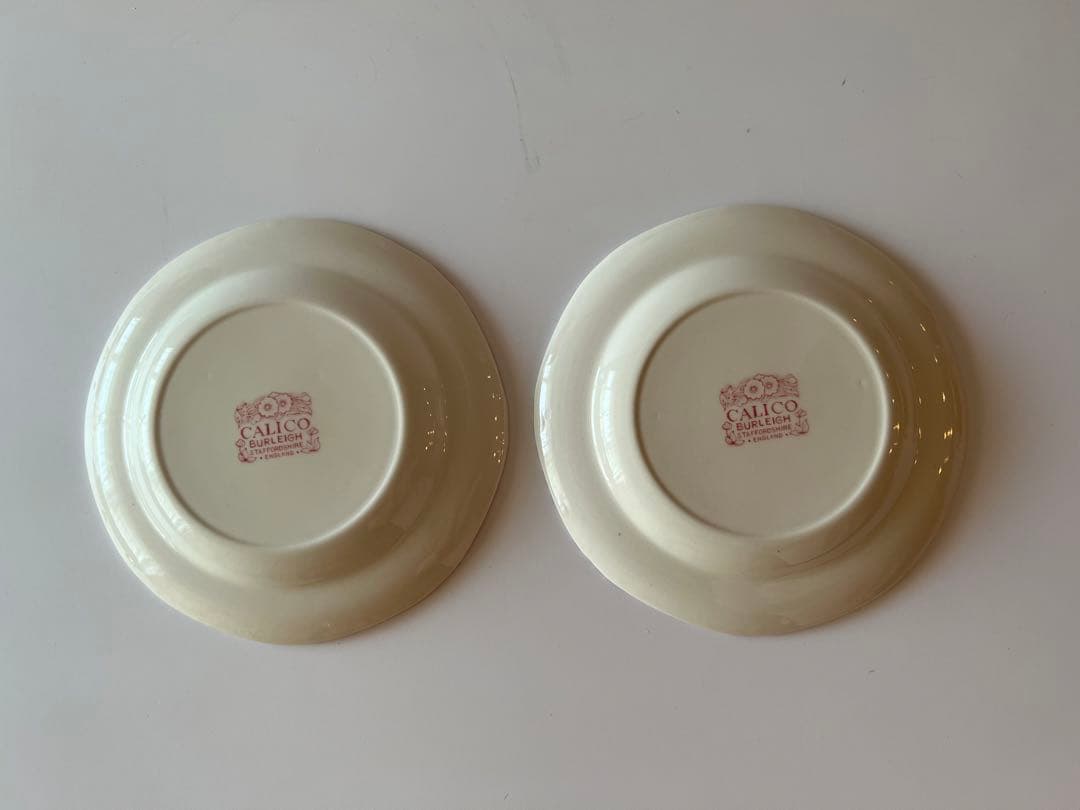 バーレイ　ピンクキャリコ　ケーキプレート　最後の3枚です