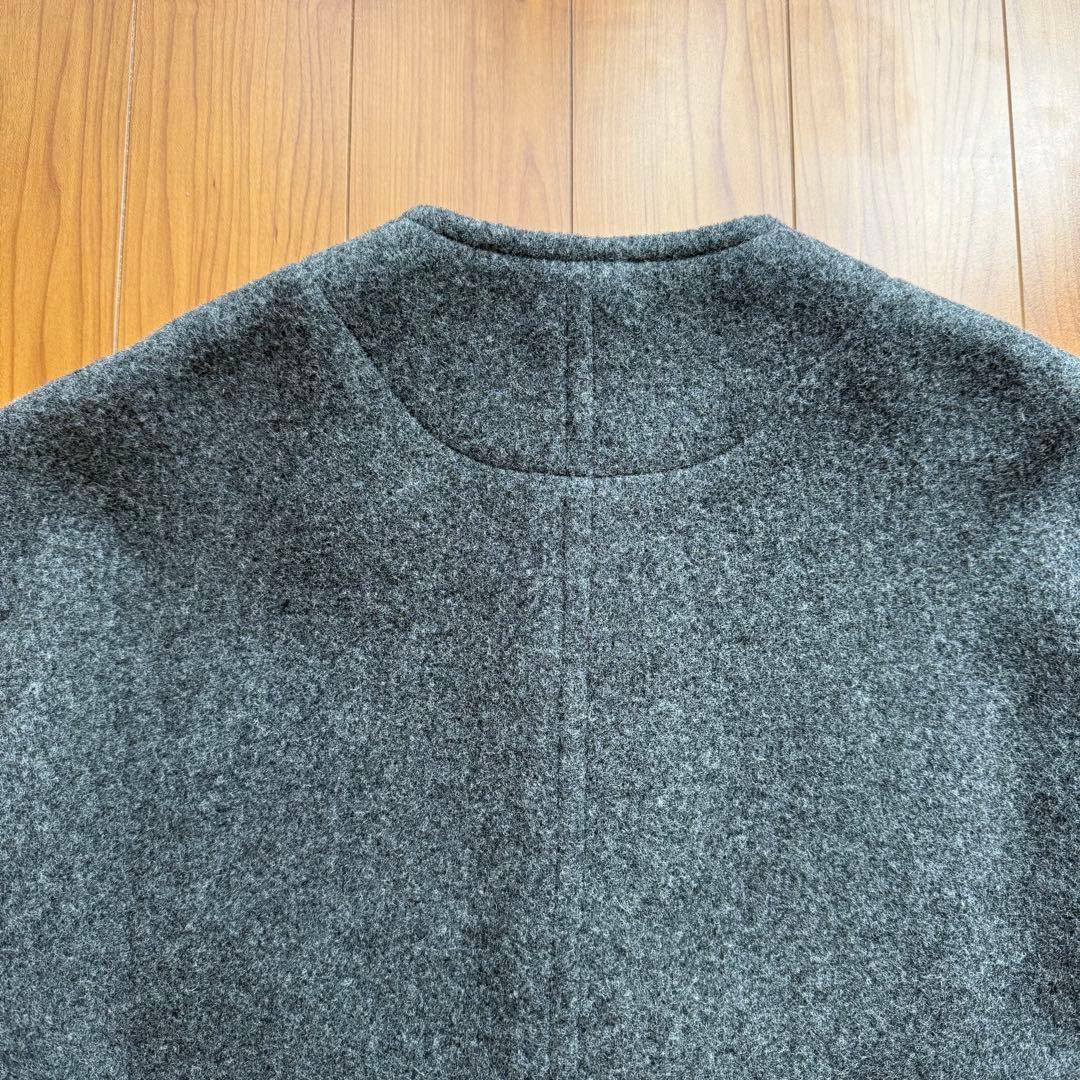 DANTON ダントン ウール ライトパイル ノーカラー ロングコート