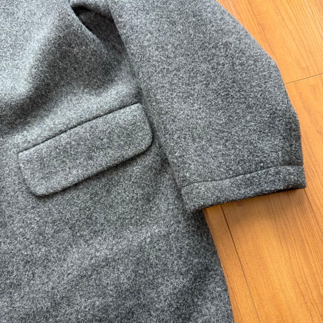 DANTON ダントン ウール ライトパイル ノーカラー ロングコート