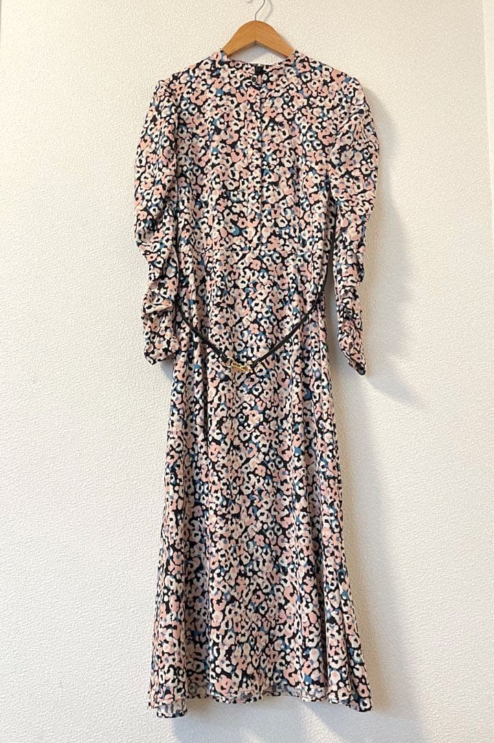 専用です　アナイ 38 レオパードフラワープリント切り替え ワンピース