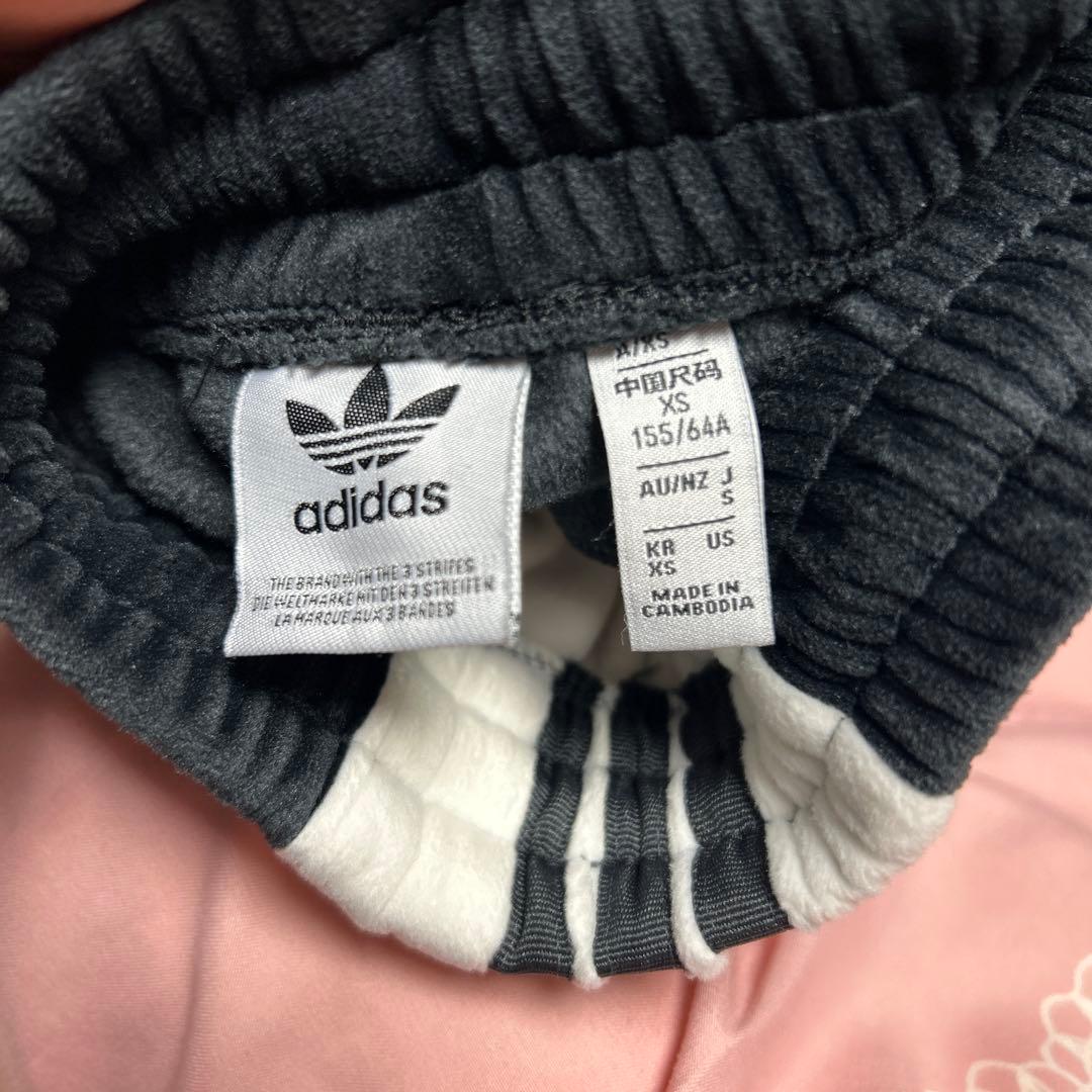 adidas ベルベットジャージ XS～Sブラックホワイト 手提げバッグ セット