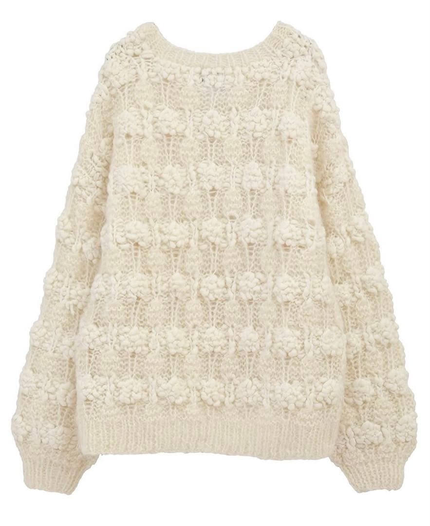 トップス CLANE BUMPY OVER V NECK KNIT TOPS