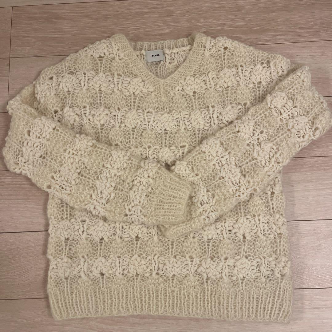 トップス CLANE BUMPY OVER V NECK KNIT TOPS