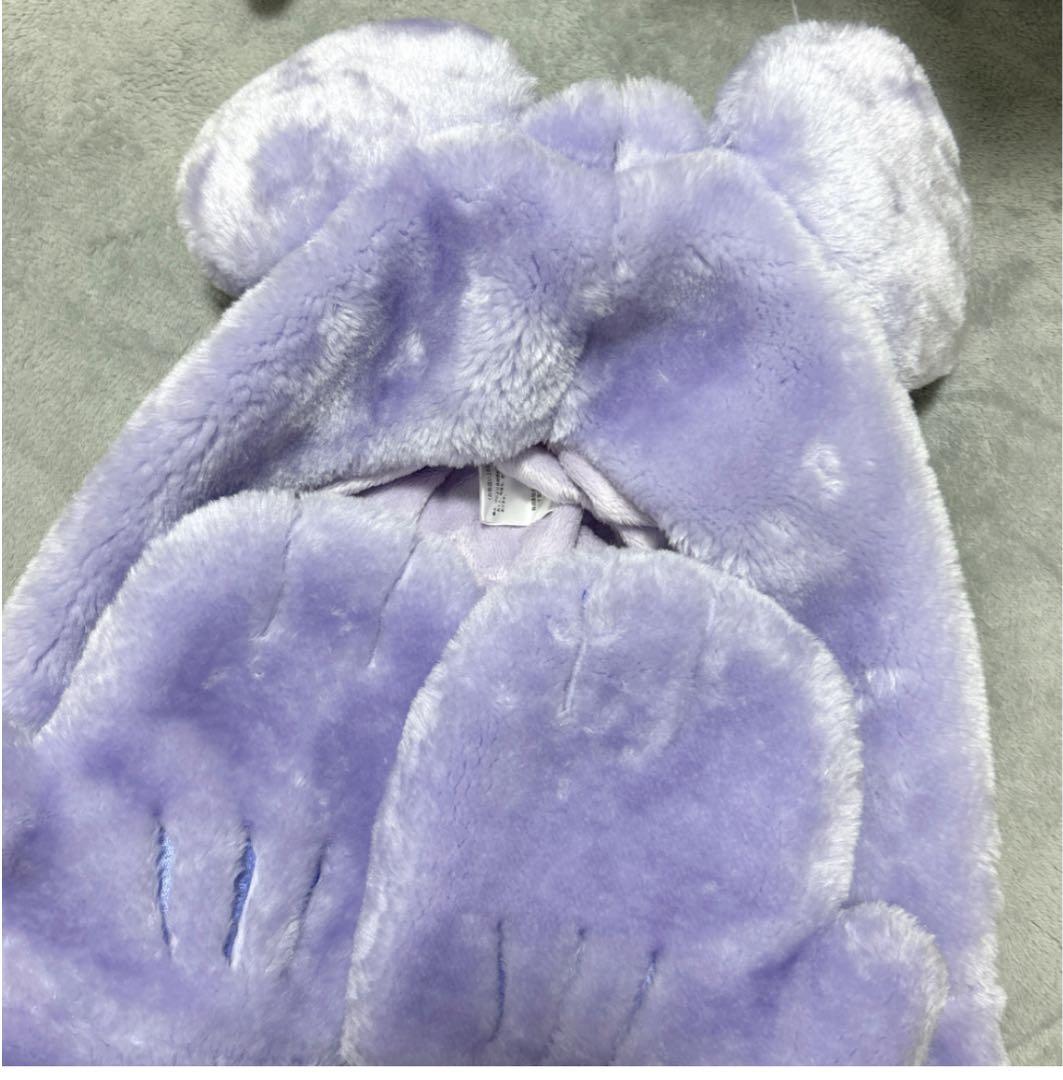 ディズニーリゾート ミッキー 手袋付きマフラー パープル ファンキャップ 紫