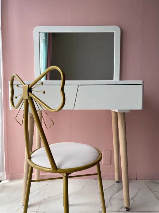 ドレッサー 北欧風 鏡台 オシャレ ホワイト 姫系