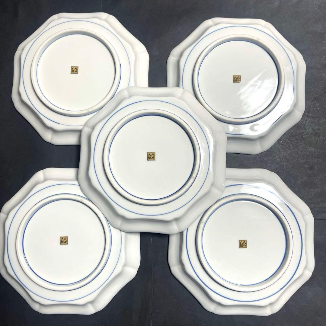 九谷大雅　古九谷花鳥　八角皿揃　5枚