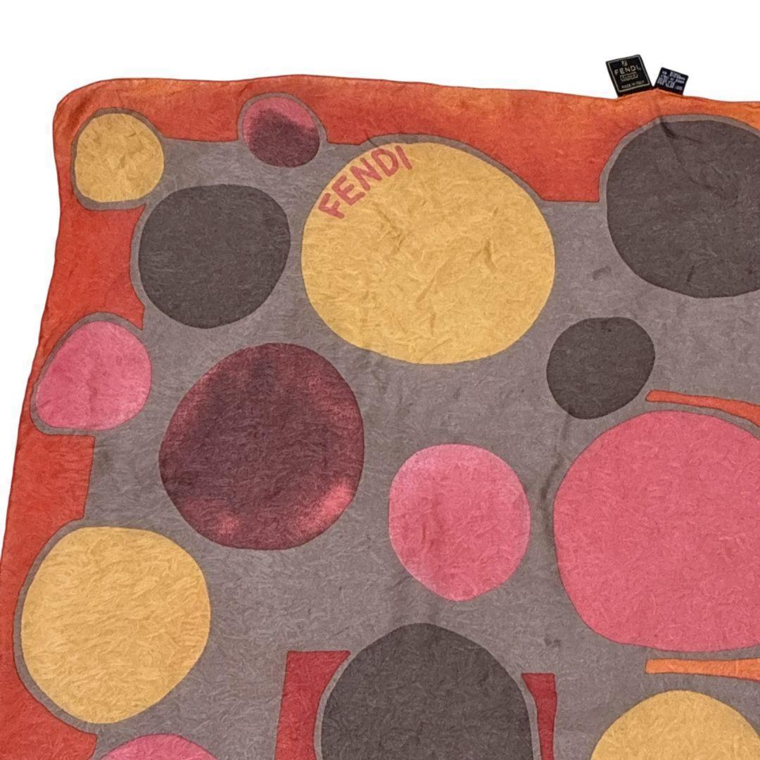 美品✨FENDI フェンディ シルク ロゴ 大判スカーフ ストール イタリア製