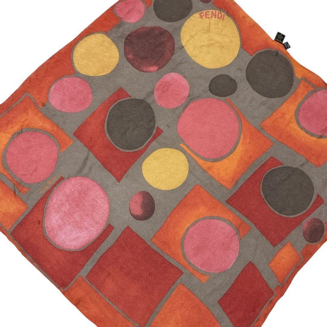 美品✨FENDI フェンディ シルク ロゴ 大判スカーフ ストール イタリア製