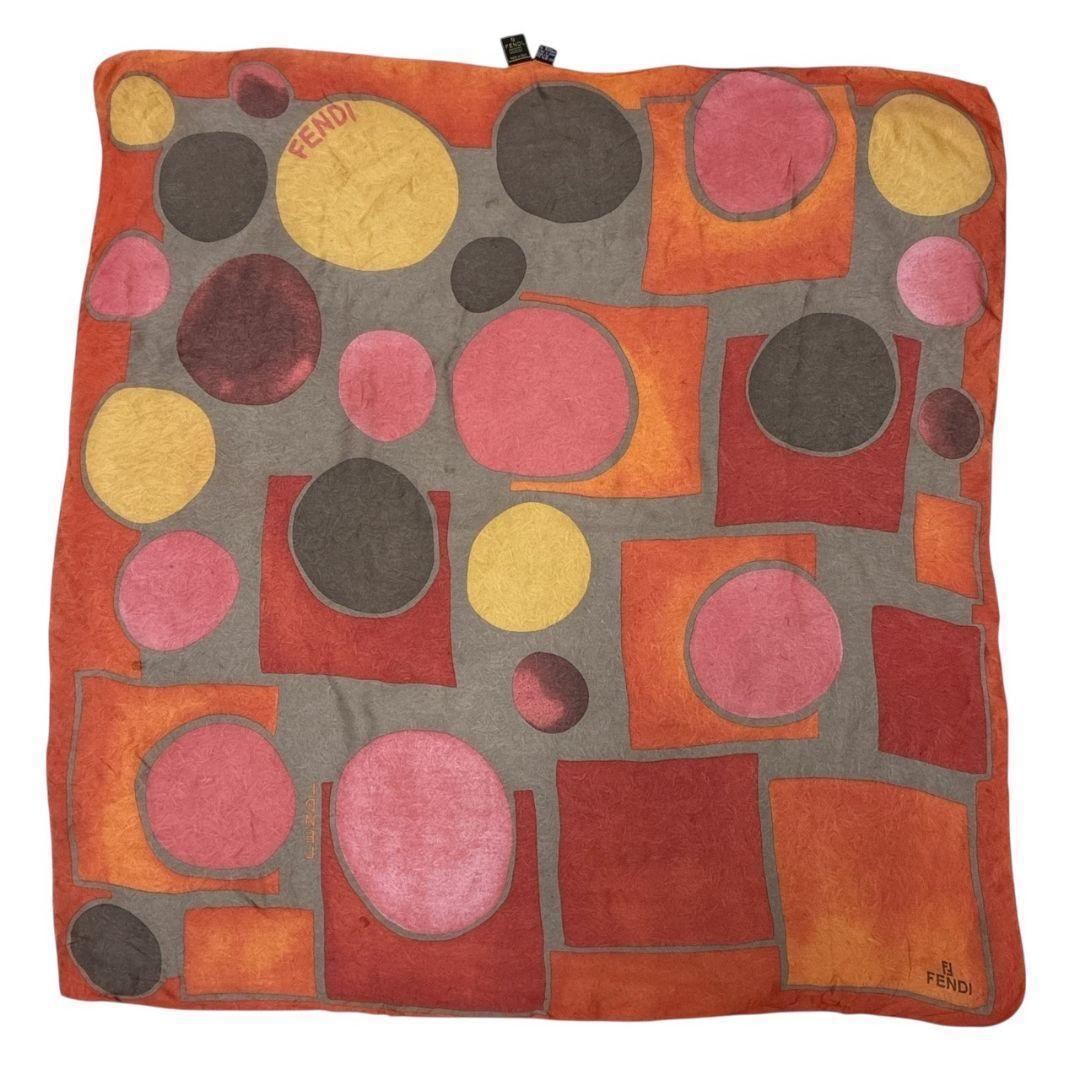 美品✨FENDI フェンディ シルク ロゴ 大判スカーフ ストール イタリア製