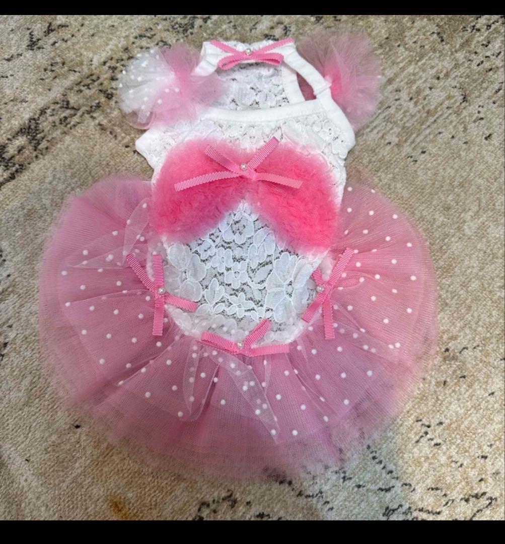 リュクスバーディ　ss 犬服 レースとチュールのドレス ピンク グラマーイズム