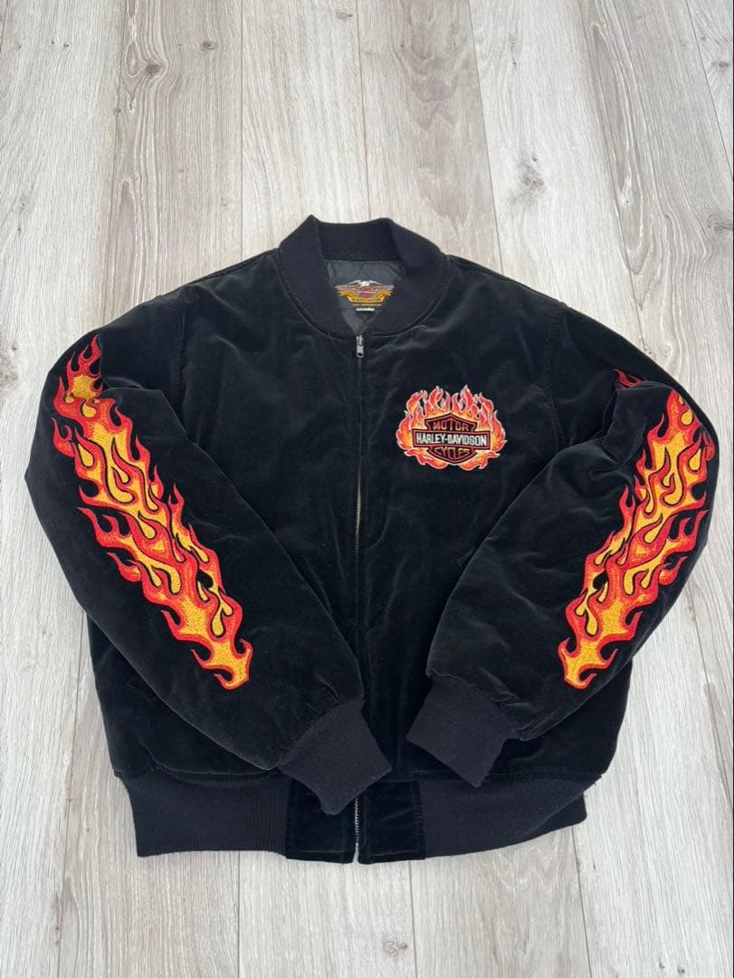 Harley-Davidson ボンバージャケット 炎刺繍