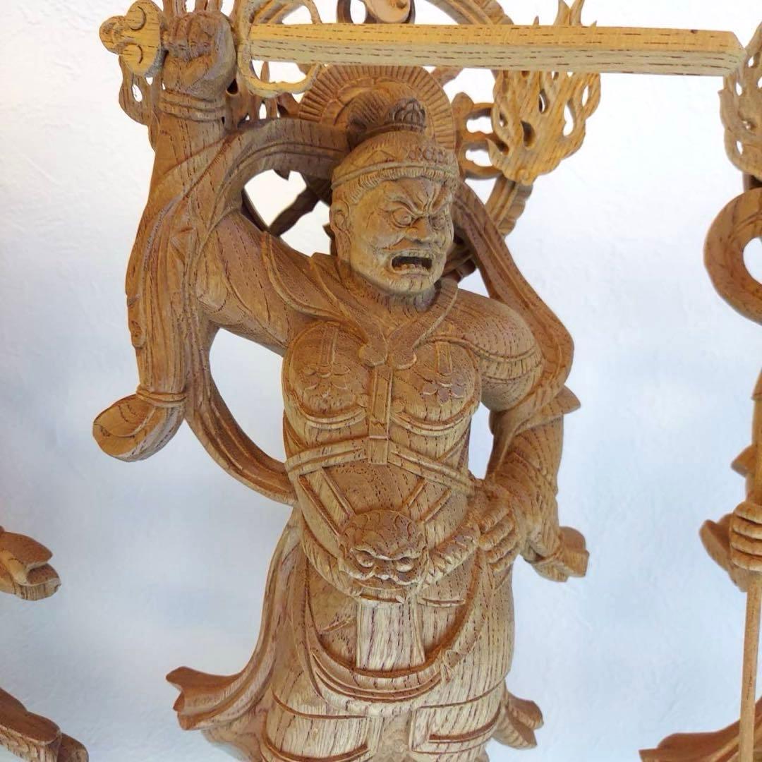 四天王　仏像　木彫　金剛　力士像　置物　4体合計横54cm×1体高さ34cm