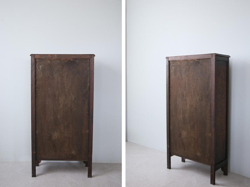 英国アンティーク木製ブックケースキャビネット/本棚/食器棚/飾り棚(91-37)