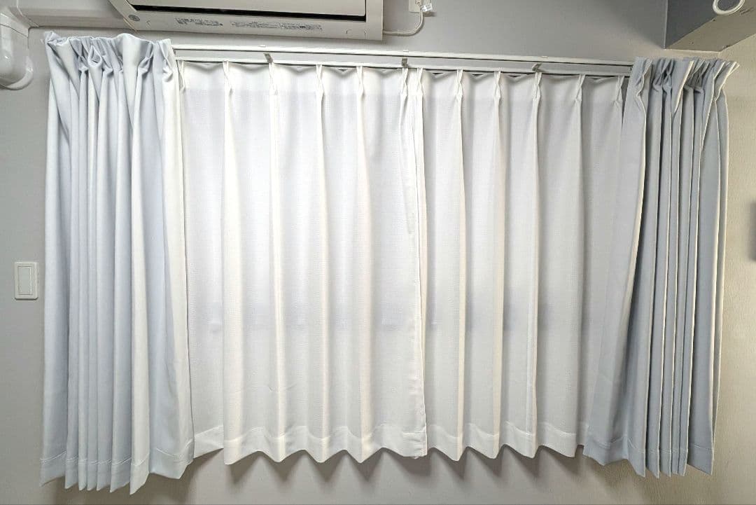 カーテン＆レース４枚セット（1級遮光/スノーグレー/幅200cm 両開き）