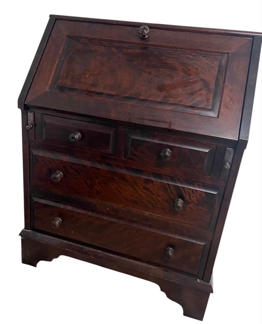 北海道民芸ダークブラウン 木製ライティングビューロー