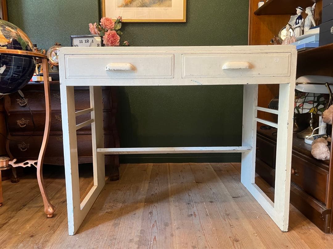 学習机 昭和レトロ 当時物 インテリア アンティーク ホワイト 白 ビンテージ