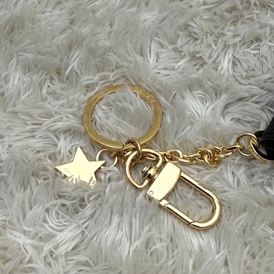 美品✨ボナベンチュラ バッグチャーム レザーブラック 黒 スター キーリング