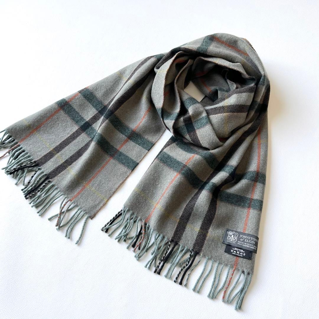 4960【美品】ジョンストンズ　中判ストール カシミヤ100％ アローズ別注