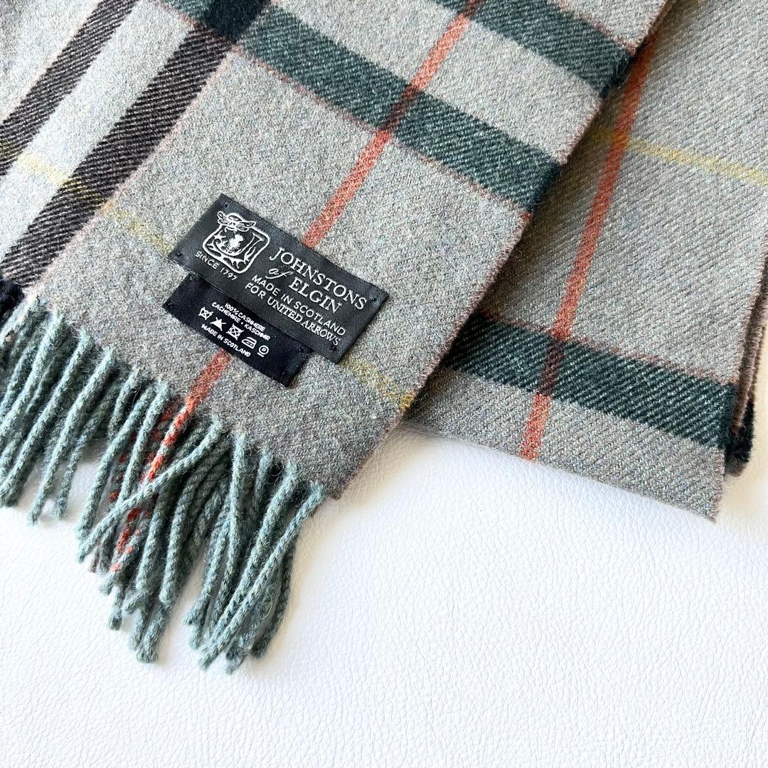 4960【美品】ジョンストンズ　中判ストール カシミヤ100％ アローズ別注