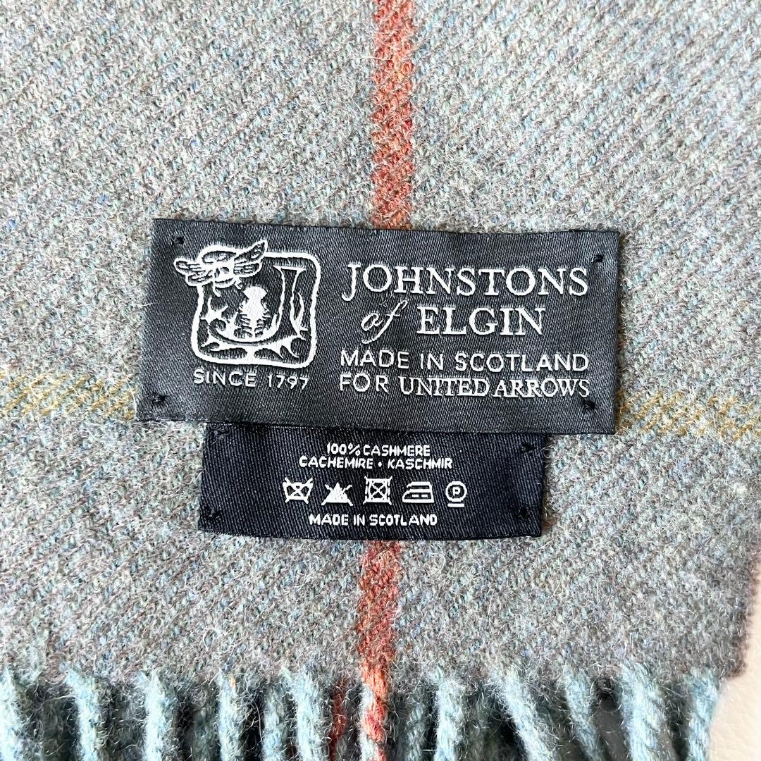 4960【美品】ジョンストンズ　中判ストール カシミヤ100％ アローズ別注
