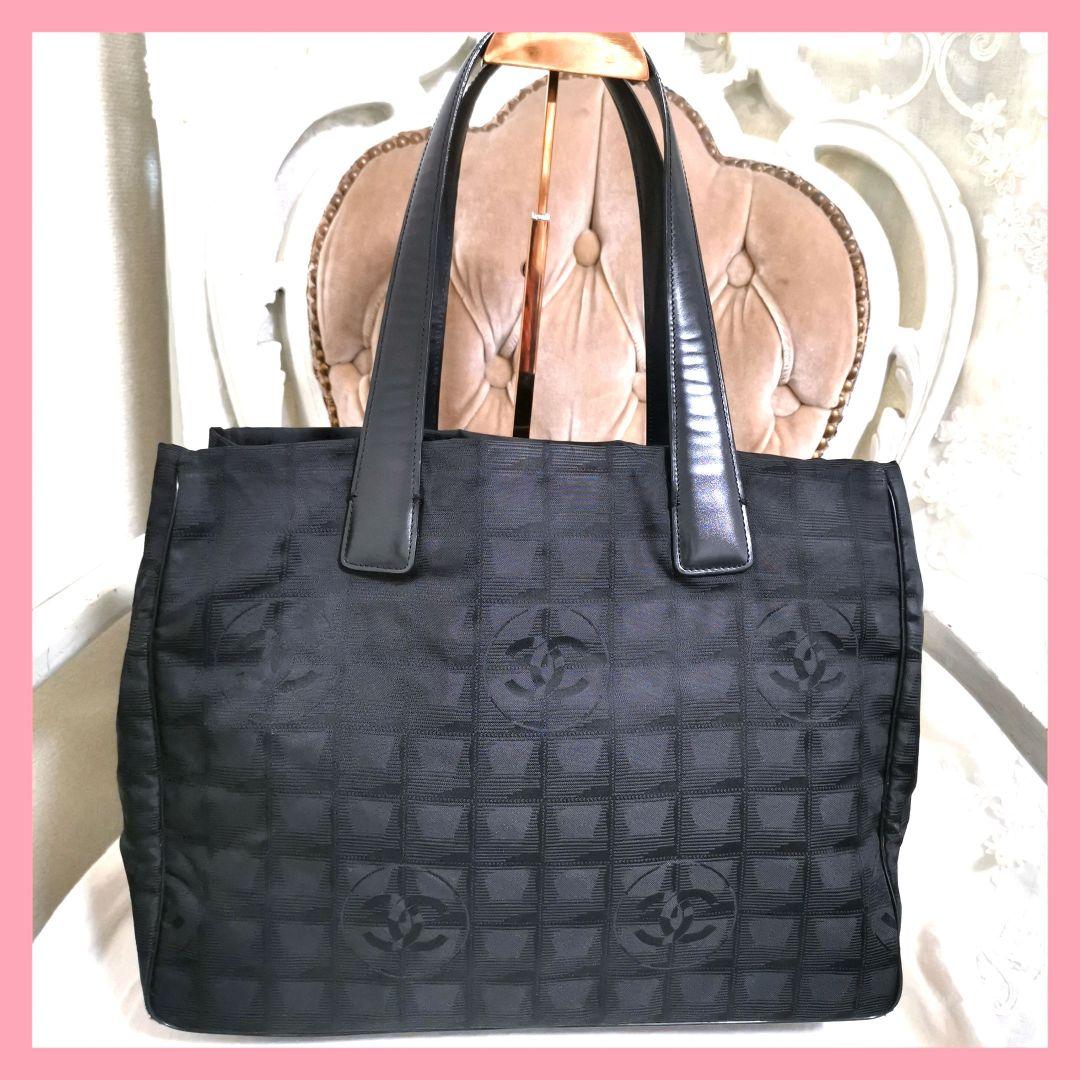 【美品】シャネルCHANEL ニュートラベルライン肩掛けトートバッグ黒 鑑定済!