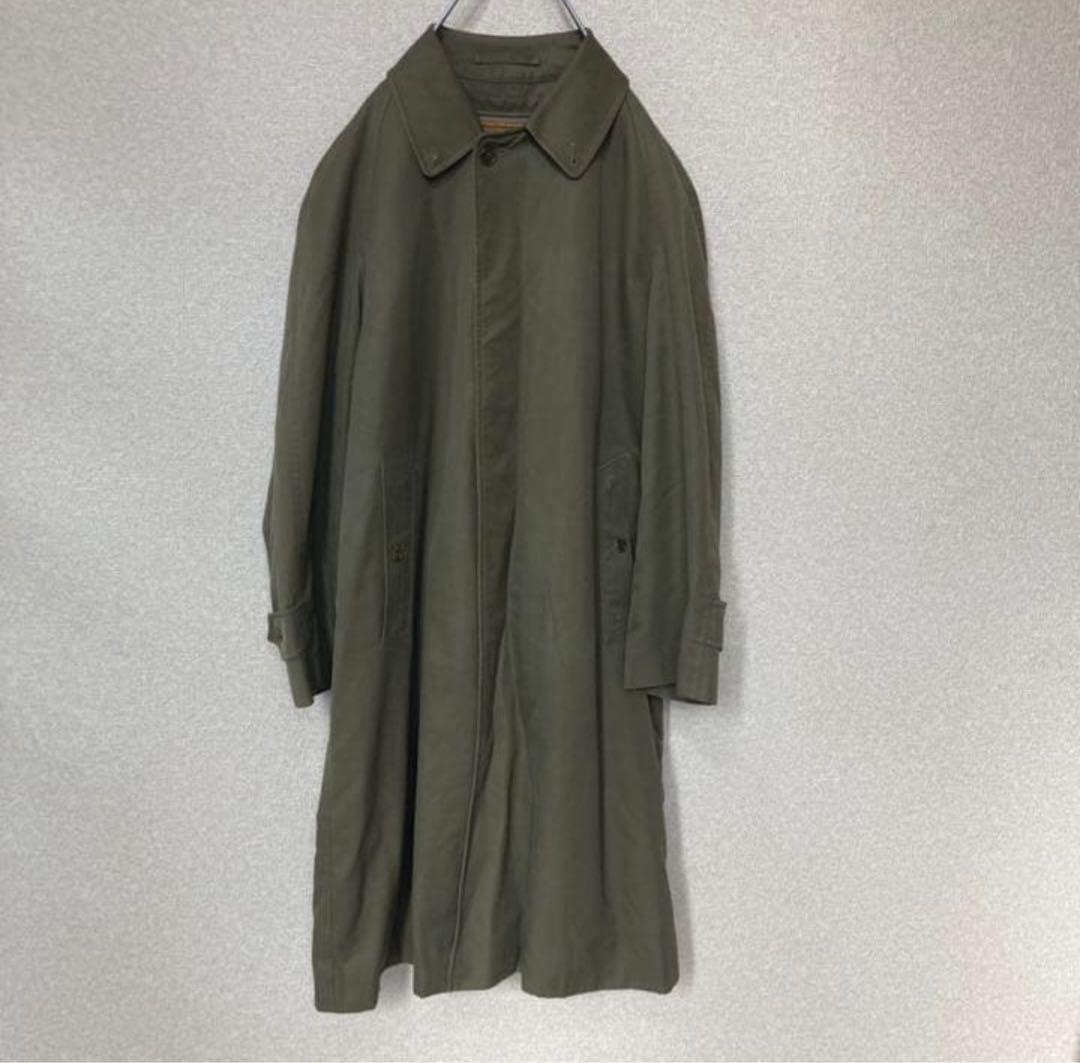 90's Burberry バーバリー　カーキ　ステンカラーコート　古着