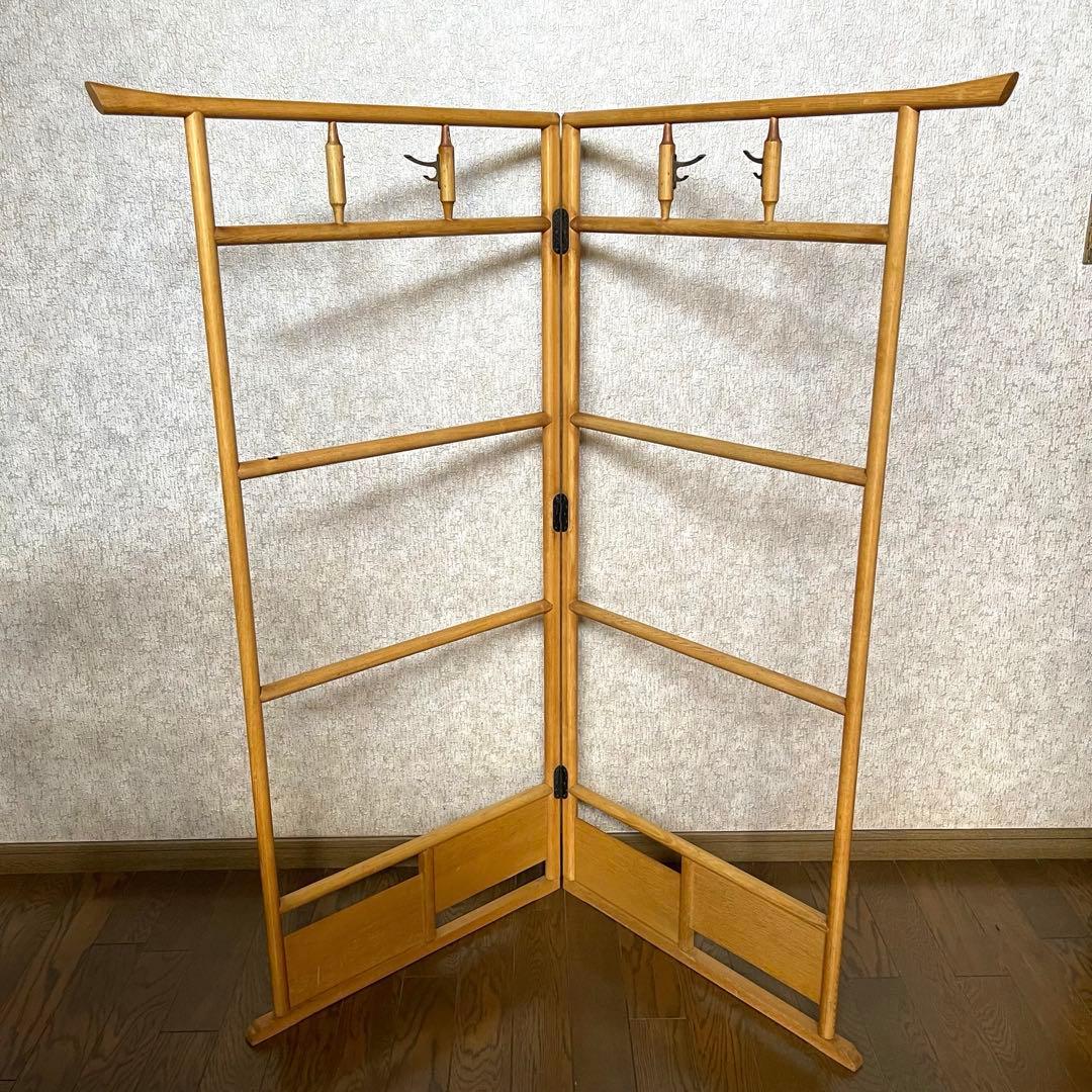 【昭和レトロ 商品】折りたたみ衣桁 古民具 欅 衣紋掛け ハンガー 着物　送料込