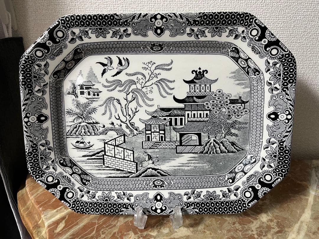 【廃盤/新品】バーレイ　ブラックウィロー　32cmプレート　角皿(大皿)