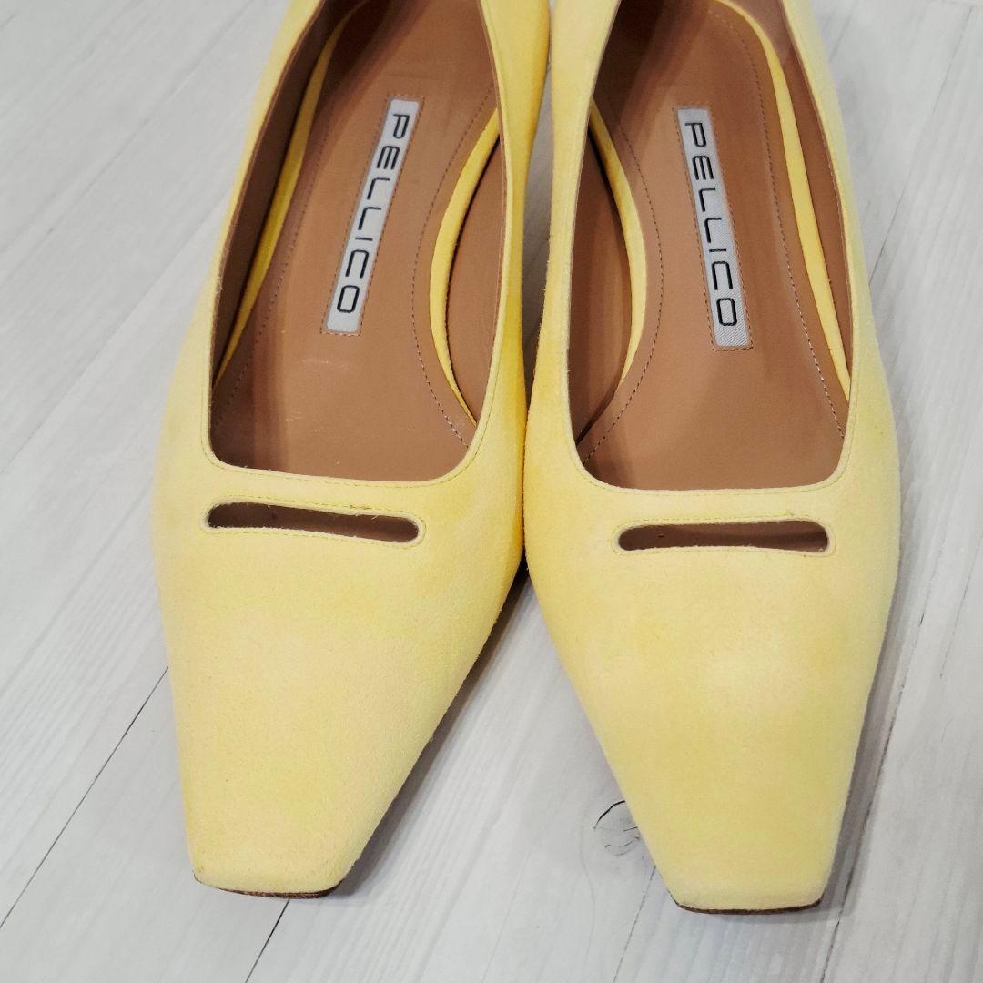 PELLICO ペリーコ スクエアトゥパンプス 25cm イエロー4cm美品